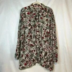 Westbound Women's Paisley Long Sleeve Button-Down Top, Soft, Size 3XL